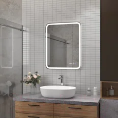 Зеркало Континент Russo Led 60x70 (с функцией антизапотевания и часами) — фото 7