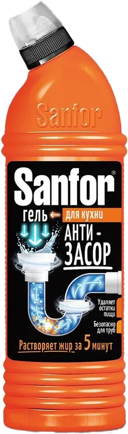 Средство для устранения засоров Sanfor Антизасор на кухне (1л)