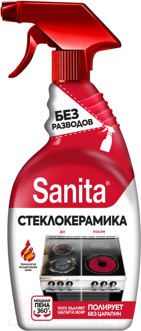 Средство для очистки изделий из стеклокерамики SANITA Спрей (500мл)