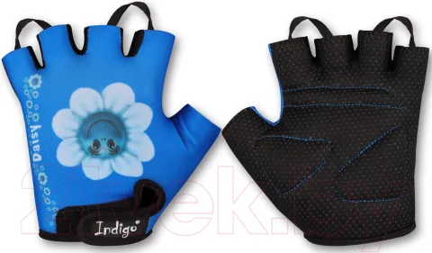 Велоперчатки Indigo Sport Ромашка / SB-01-8887 (XS, голубой/белый)