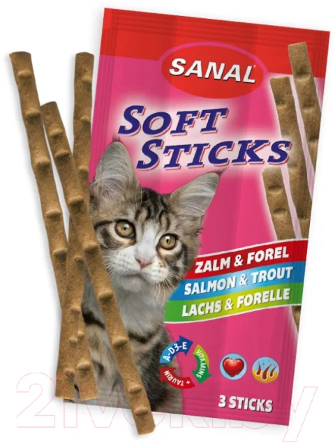 Лакомство для кошек Sanal Палочки лосось и форель / SC3830 (15г/3шт)