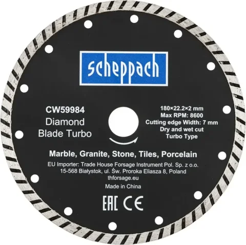 Отрезной диск алмазный Scheppach Sch-CW59984 (62951)
