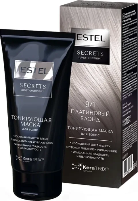 Тонирующая маска для волос Estel Secrets Цвет-эксперт 9/1 (150мл, платиновый блонд)
