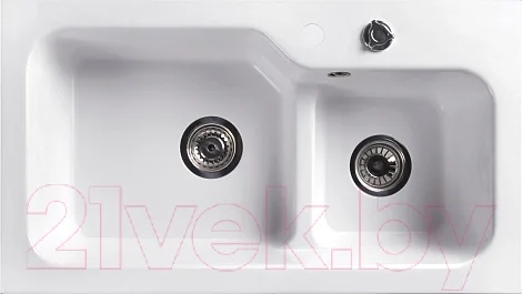 Мойка кухонная Belux SG-REC-DUO 8045-01 (белый кварц)