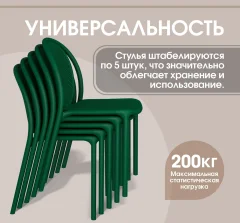 Стул пластиковый Sheffilton SHT-S172 (темно-зеленый RAL 6028 пластик) — фото 3