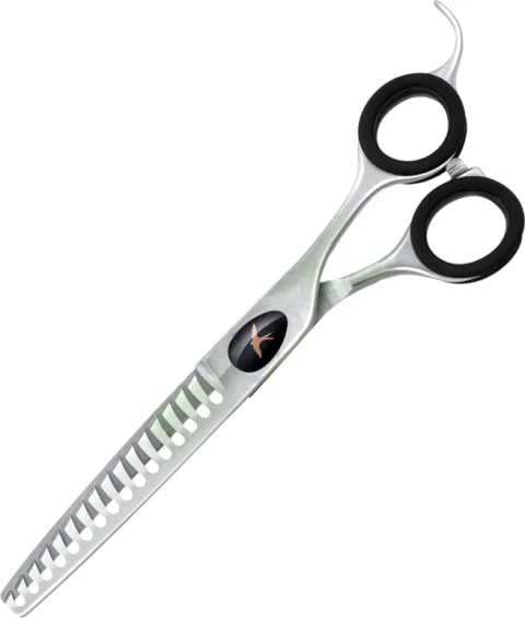 Ножницы для стрижки животных GRODO Silk Slice 7.5 21T / 20B421 (шанкеры с большим черным винтом)