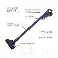 Вертикальный пылесос Endever SkyClean VC-287 (серый/голубой) — фото 4