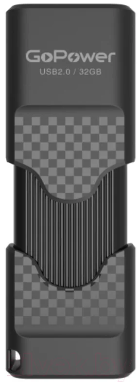 USB flash накопитель GoPower Slider 32GB USB2.0 / 00-00025964 (черный матовый)