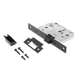Комплект дверной фурнитуры Code Deco Slim H-40135-A-BLM с фиксатором (черный) — фото 2