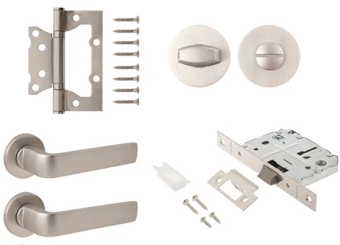 Комплект дверной фурнитуры Code Deco Slim H-40136-A-NISM с фиксатором (никель супер матовый)