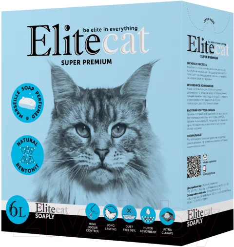 Наполнитель для туалета EliteCat Soaply с ароматом изысканного мыла 2435/EC (6л/5.142кг)