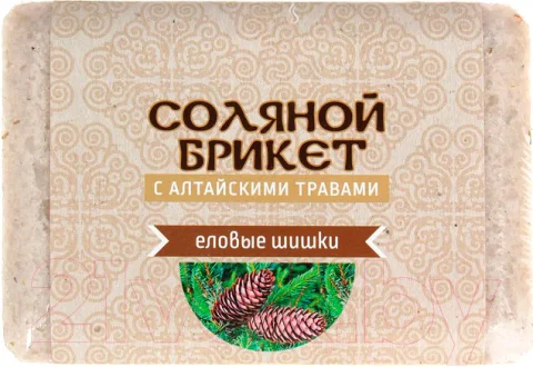 Соляной брикет для бани Соляная баня С алтайскими травами и еловыми шишками