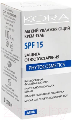 Крем для лица Kora Гель Увлажняющий SPF15 Защита от фотостарения (50мл) — фото 2