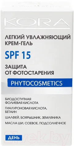 Крем для лица Kora Гель Увлажняющий SPF15 Защита от фотостарения (50мл) — фото 3