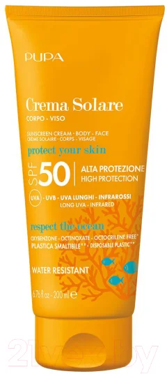 Крем солнцезащитный Pupa Для тела и лица SPF 50 (200мл) — фото 1
