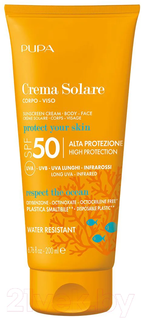 Крем солнцезащитный Pupa Для тела и лица SPF 50 (200мл)