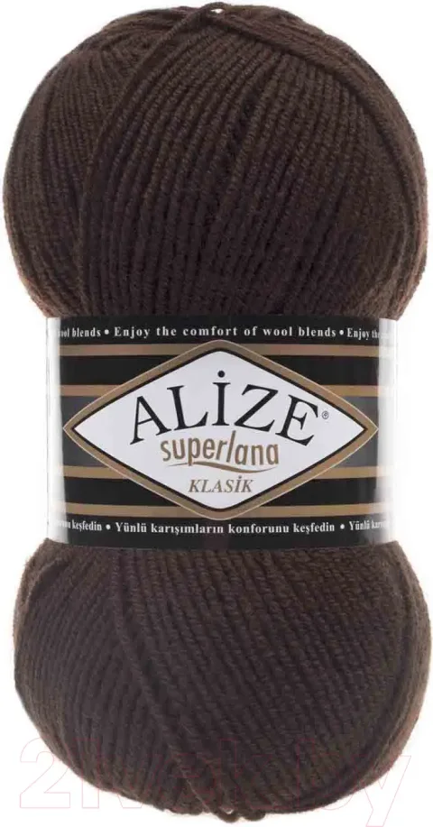 Пряжа для вязания Alize Superlana Klasik 25% шерсть, 75% акрил / 26 (280м, коричневый)