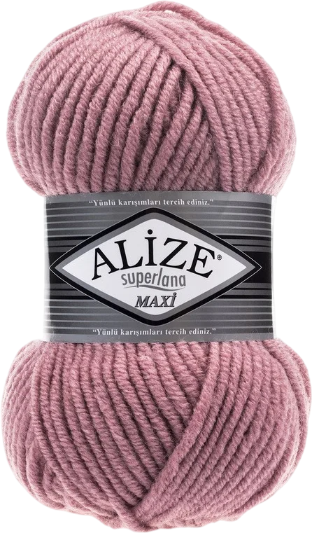 Пряжа для вязания Alize Superlana Maxi 25% шерсть, 75% акрил / 204 (100м, темная пудра)