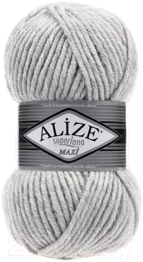 Пряжа для вязания Alize Superlana Maxi 25% шерсть, 75% акрил / 208 (100м, светло-серый)