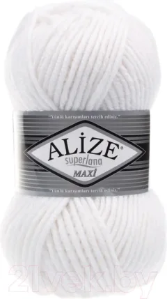 Пряжа для вязания Alize Superlana Maxi 25% шерсть, 75% акрил / 55 (100м, белый) — фото 3