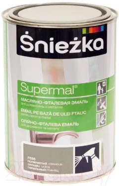Эмаль Sniezka Supermal масляно-фталевая (800мл, пепельный) — фото 1