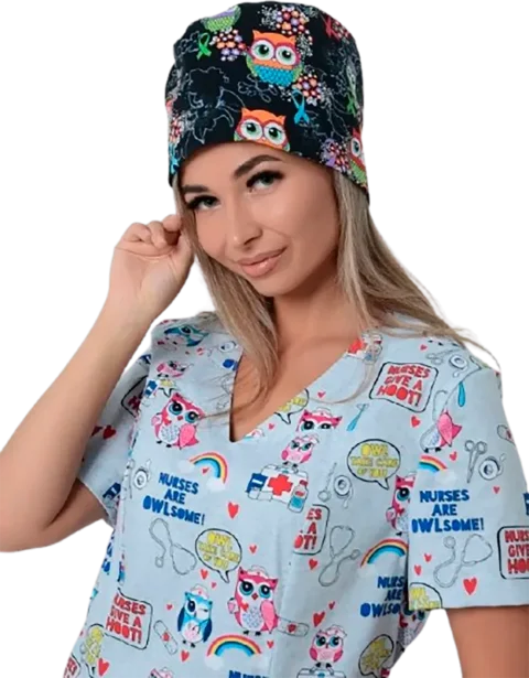 Шапочка рабочая УРСУС SVforma Совы с принтами / КОЛП-МЕД102