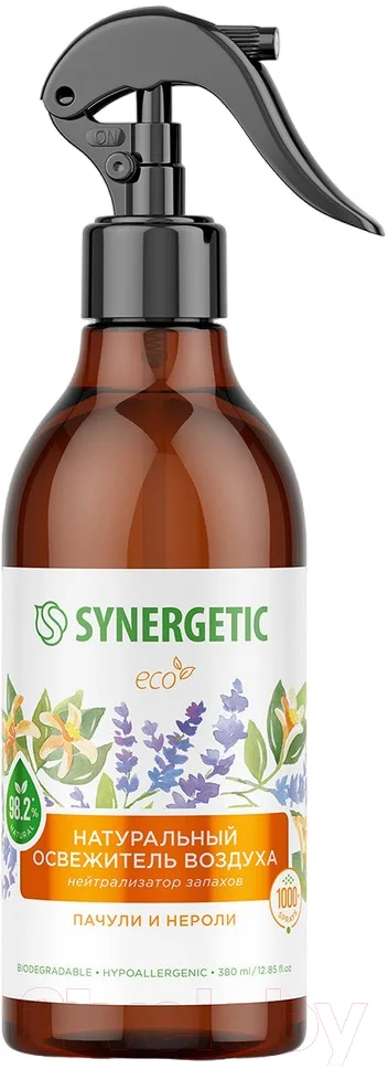 Освежитель воздуха Synergetic Пачули и нероли. Гипоаллергенный биоразлагаемый (380мл)