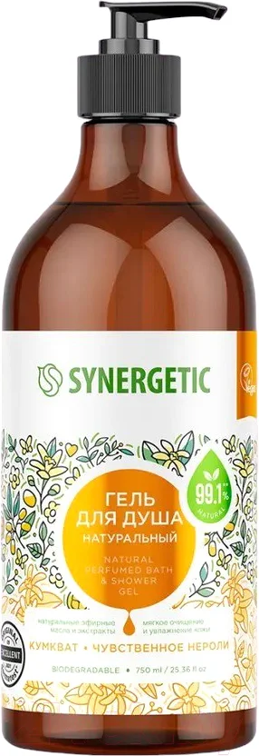 Гель для душа Synergetic Натуральный Биоразлагаемый Кумкват и чувственное нероли (750мл)