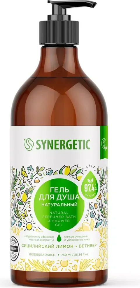 Гель для душа Synergetic Сицилийский лимон и ветивер (750мл)