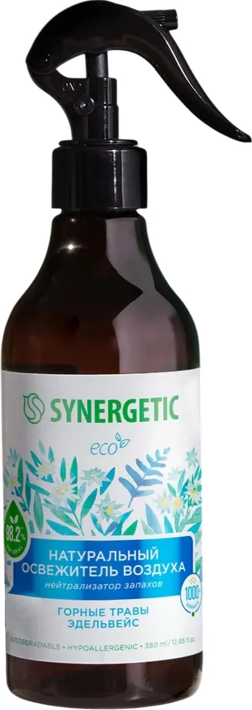 Освежитель воздуха Synergetic Горные травы и эдельвейс. Гипоаллергенный биоразлагаемый (380мл)