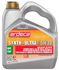 Моторное масло Ardeca Synth-Ultra 5W30 / P01231-ARD004 (4л)