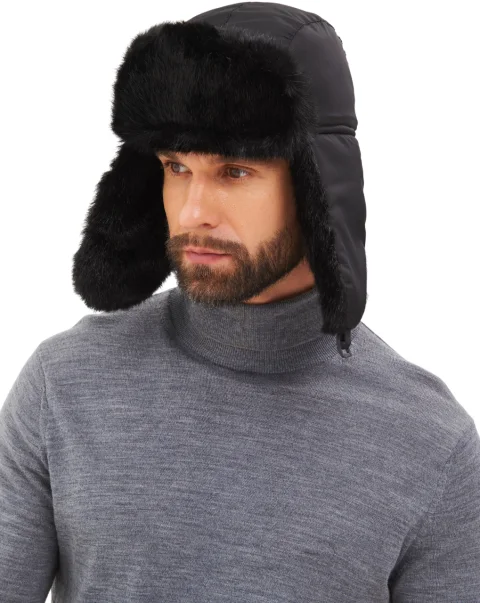 Шапка для охоты и рыбалки Huntsman Евро Норка с маской Taslan (р-р 58-60, черный)