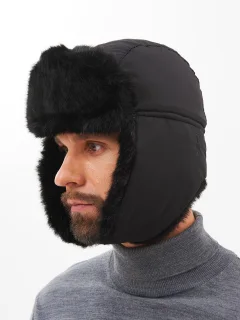 Шапка для охоты и рыбалки Huntsman Евро Норка с маской Taslan (р-р 58-60, черный) — фото 5