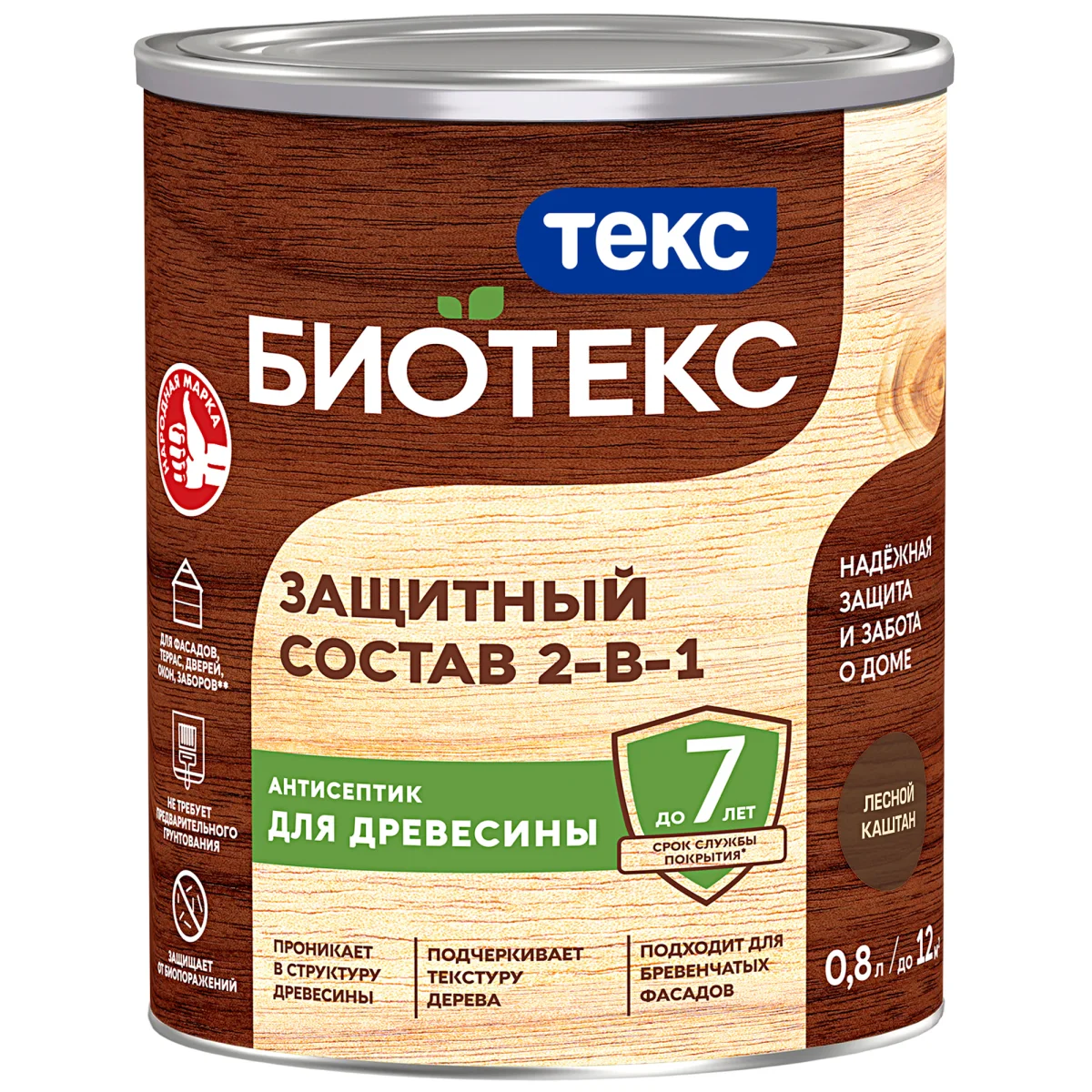 Антисептик для древесины Текс Биотекс (800мл, лесной каштан)