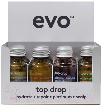 Ампулы для волос EVO Labs Top Drop Taster Box Увлажнение+Восстановление+Платинум блонд (6x15мл)