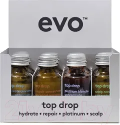 Ампулы для волос EVO Labs Top Drop Taster Box Увлажнение+Восстановление+Платинум блонд (6x15мл) — фото 3