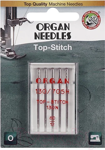 Набор игл для бытовой швейной машины Organ Top Stitch 5/80