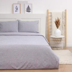 Комплект постельного белья Love Life Tufting. Квадрат 2сп / 10323095 (серый/сиреневый) — фото 1