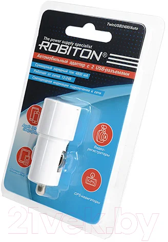 Адаптер питания автомобильный Robiton TwinUSB2400/Auto