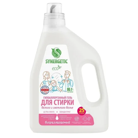 Гель для стирки Synergetic Ultra White отбеливающий (1.5л)