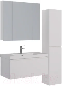 Шкаф с зеркалом для ванной LEMARK Universal 100 / LM100ZS-U (белый глянец) — фото 4