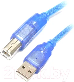 Кабель SIPU USB 2.0 4С Cu для принтера с оплеткой (1.5м, прозрачно-синий) — фото 1