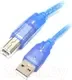 Кабель SIPU USB 2.0 4С Cu для принтера с оплеткой (1.5м, прозрачно-синий) — фото 3