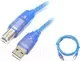 Кабель SIPU USB 2.0 4С Cu для принтера с оплеткой (1.5м, прозрачно-синий) — фото 4