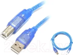 Кабель SIPU USB 2.0 4С Cu для принтера с оплеткой (1.5м, прозрачно-синий) — фото 6