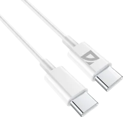 Зарядный кабель Defender USB Type-C-Type-C (2м, белый) — фото 2