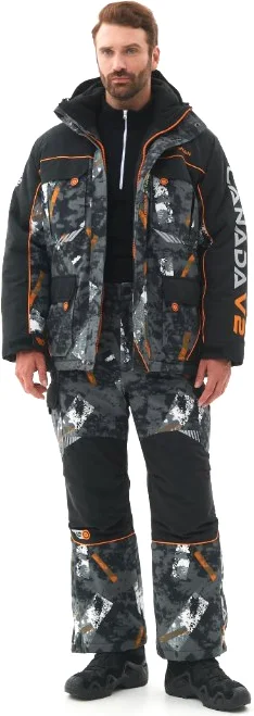 Костюм для охоты и рыбалки Huntsman Канада V2 -35°C КМФ 192/Черный Исландия (р.60-62/182-188) — фото 1