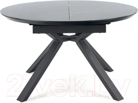 Обеденный стол Halmar Vertigo 130-180x130x76 (черный мрамор/черный)