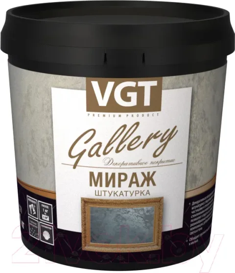 Штукатурка готовая декоративная VGT Мираж (1кг, серебристо-белый)