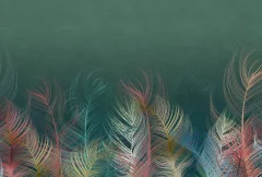 Фотообои листовые Vimala Перья на зеленом (270x400) — фото 1